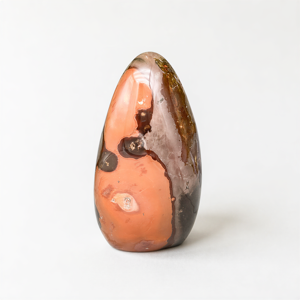 a single, unique, and colorful rock or gemstone, which appears to be a piece of art or a decorative item.
