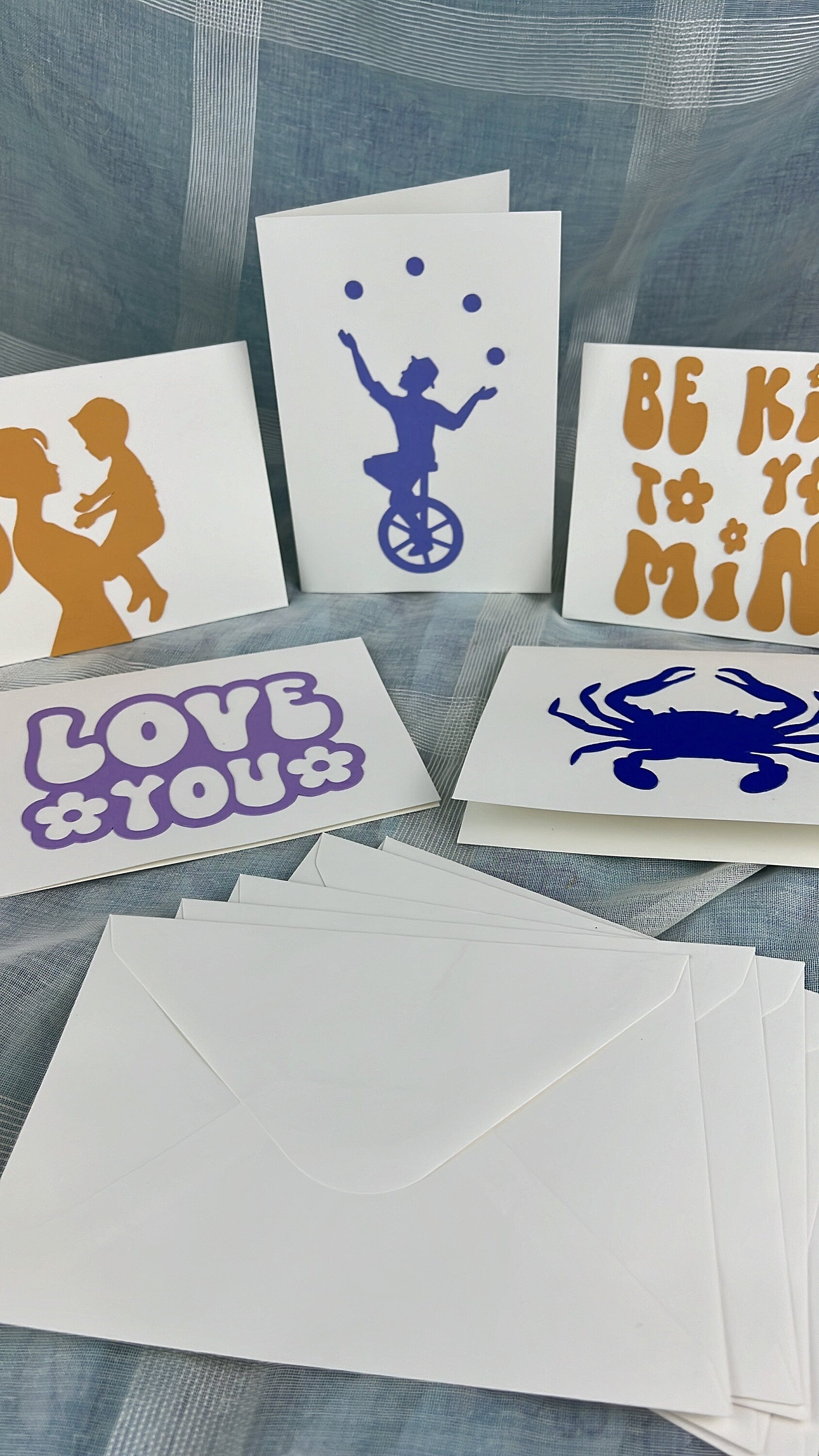 Bundle of 5 Handcrafted Postcards with Matching Envelopes