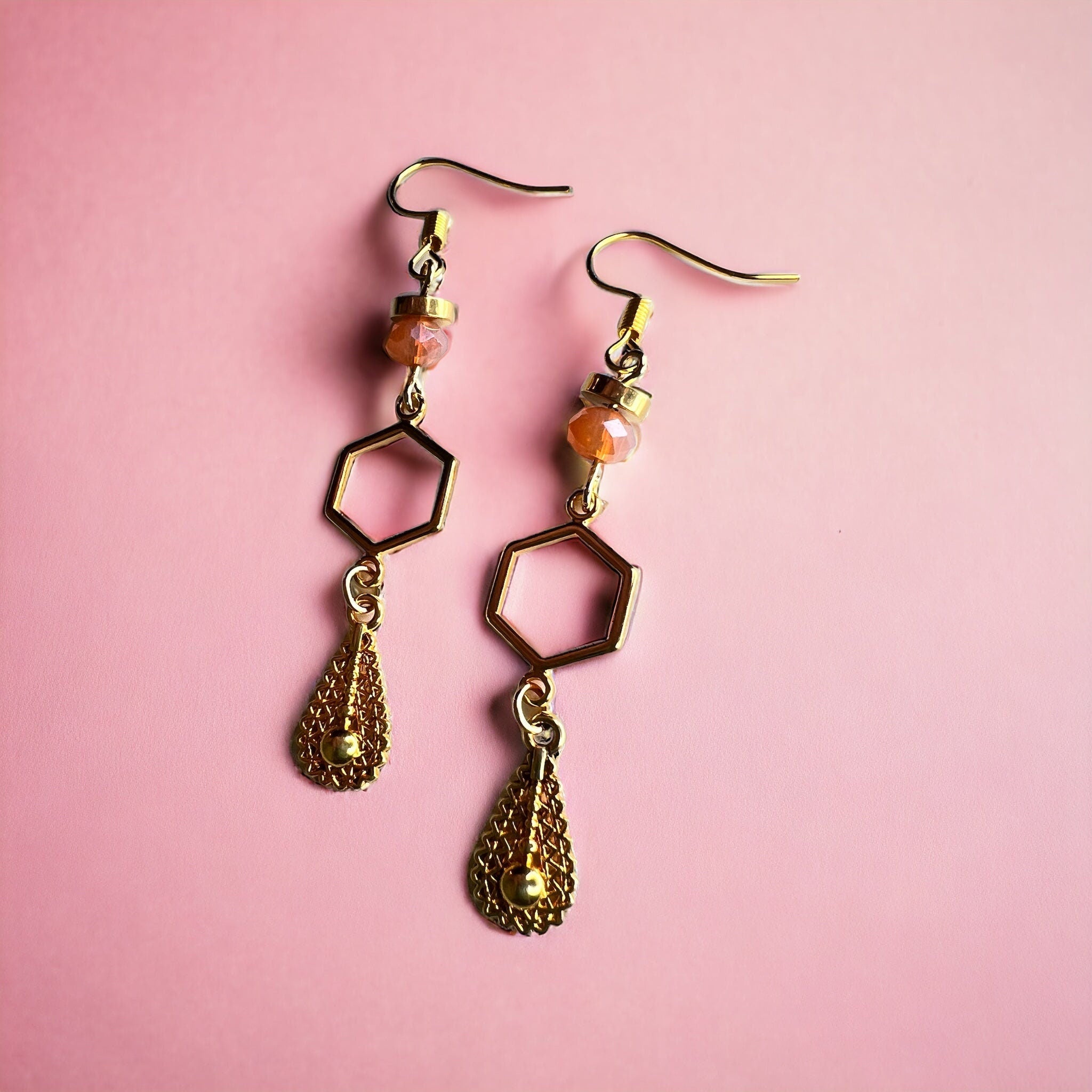 Gold-rosa Ohrringe