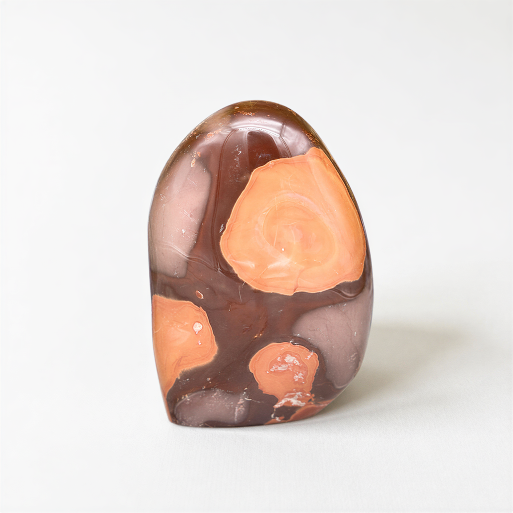 a single, unique rock with a striking color pattern of orange and brown hues.
