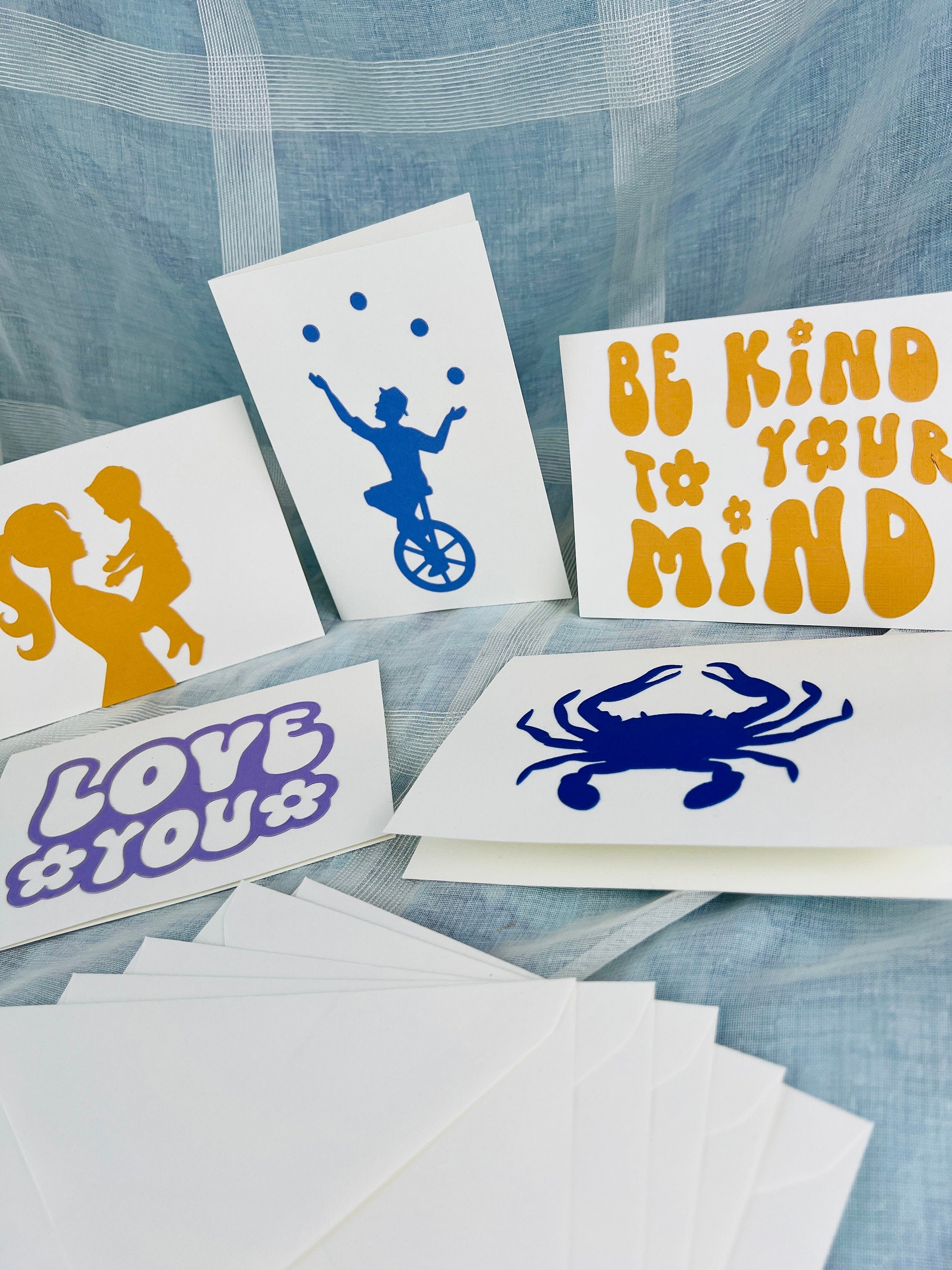 Bundle of 5 Handcrafted Postcards with Matching Envelopes