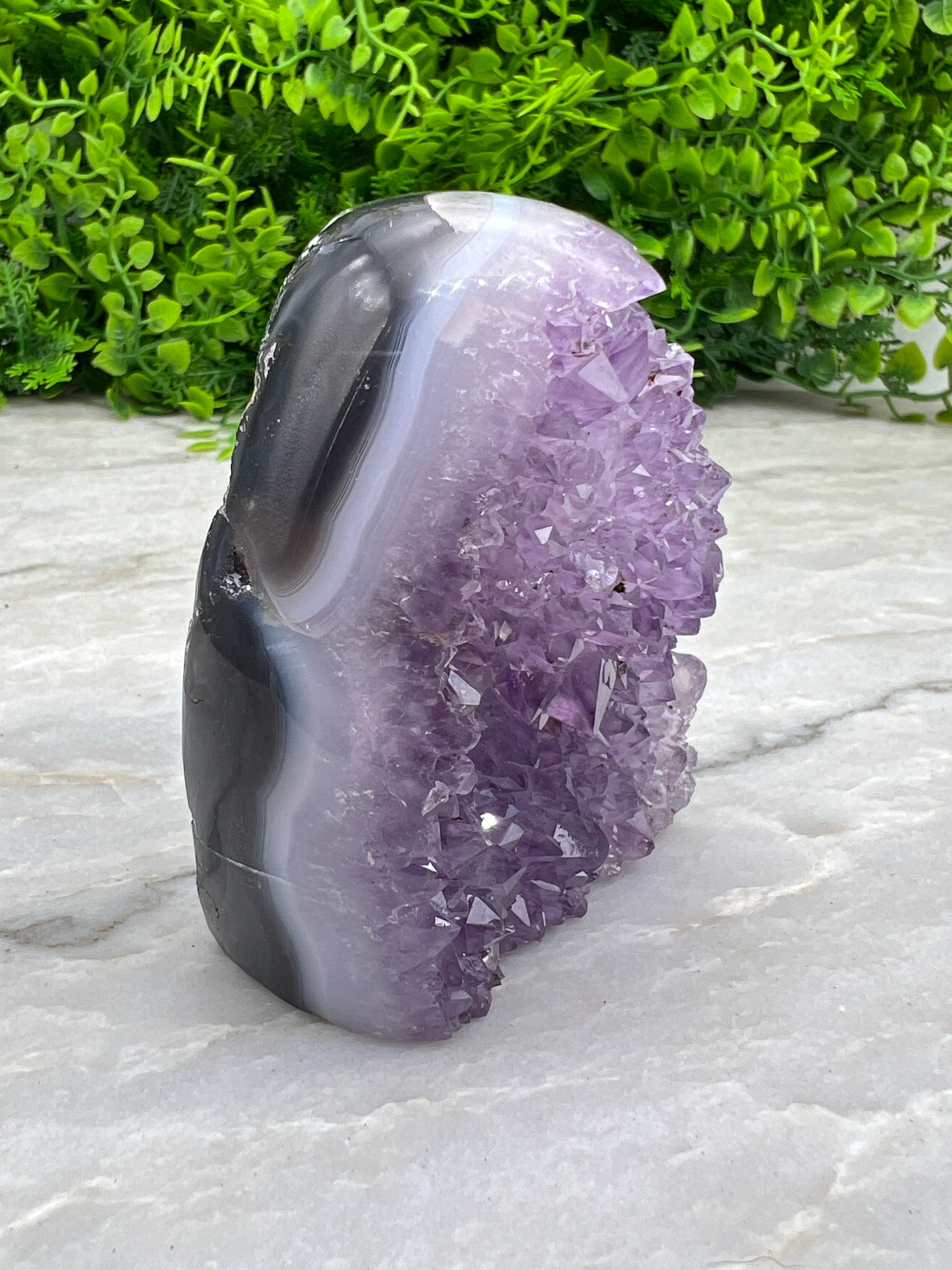 Amethist met Agaat cut base (8 cm)