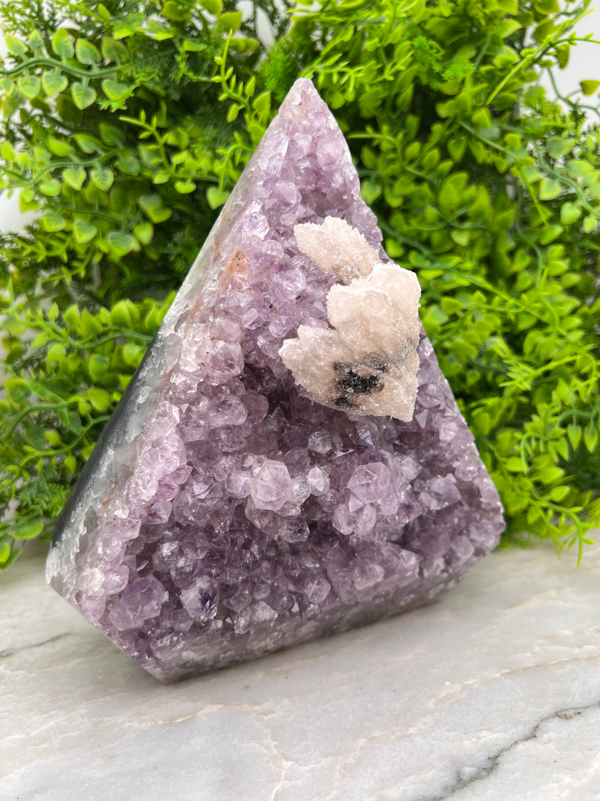 Amethist, Agaat en druzy Calciet in diamantvorm XL