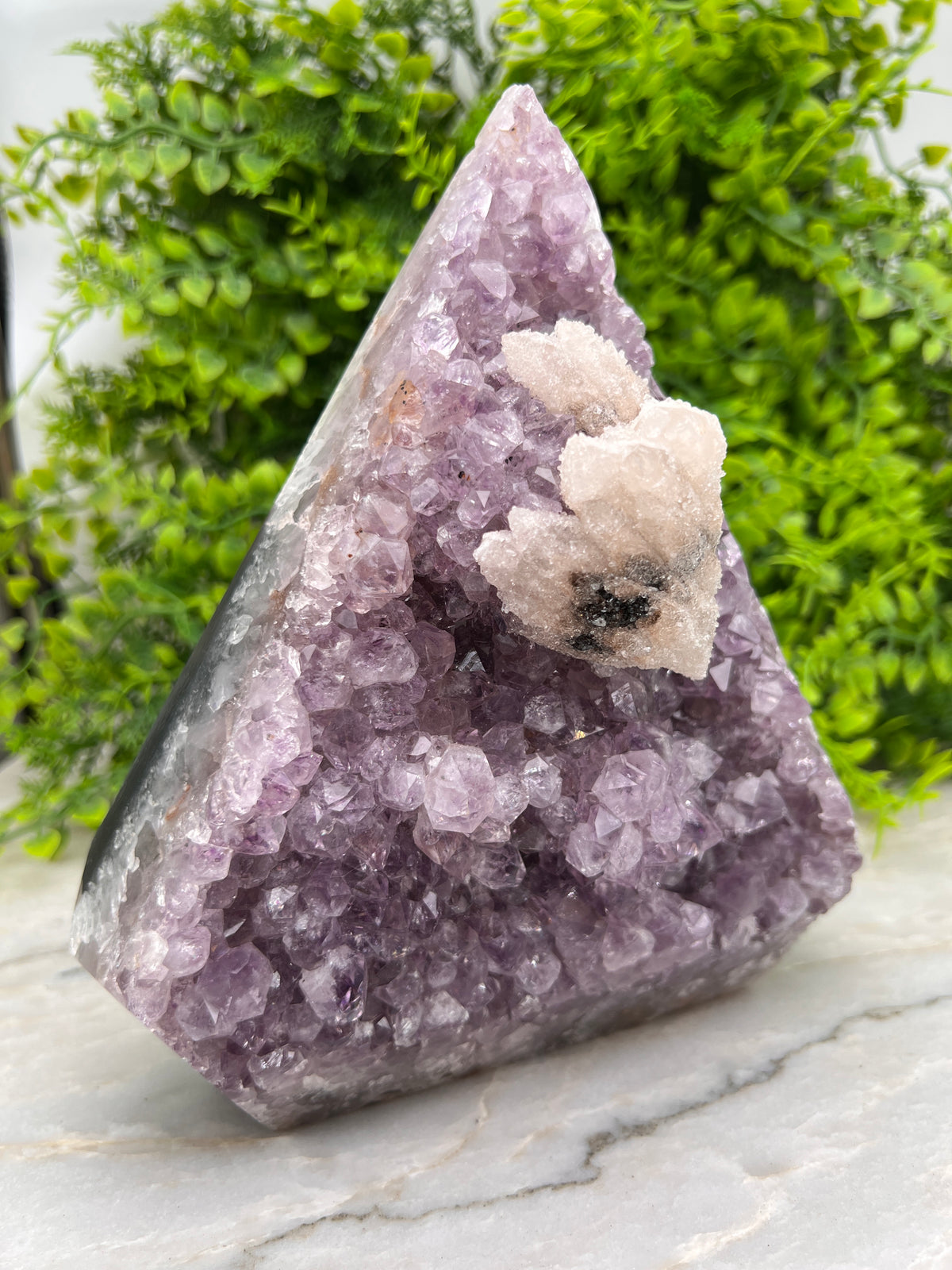Amethist, Agaat en druzy Calciet in diamantvorm XL