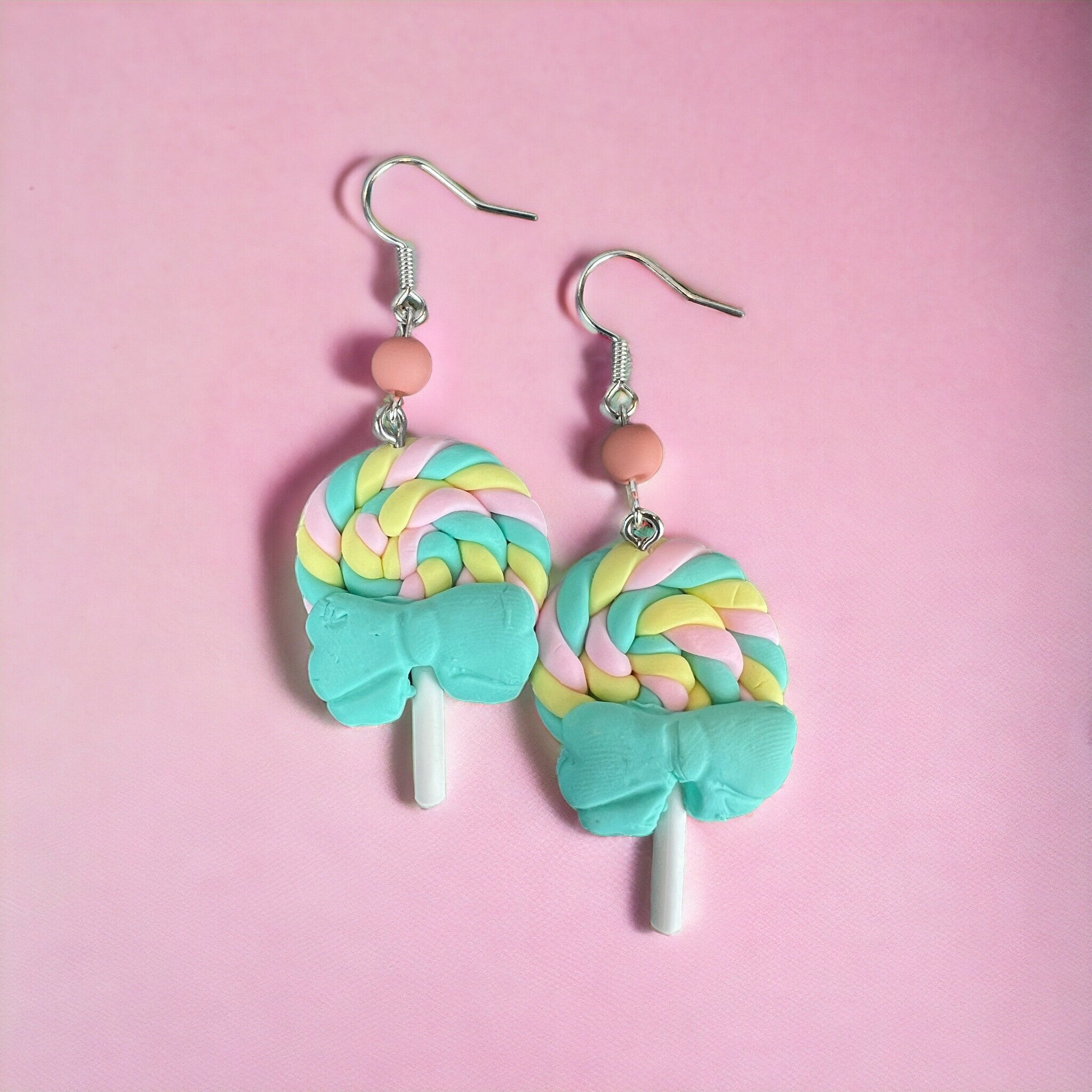 Boucles d'oreilles en forme de sucette, argentées