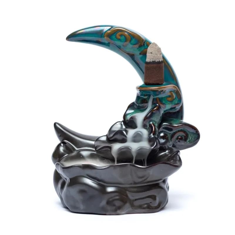 Backflow wierookbrander maan (10x12x8cm), waterval