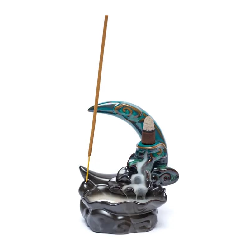 Backflow wierookbrander maan (10x12x8cm), waterval