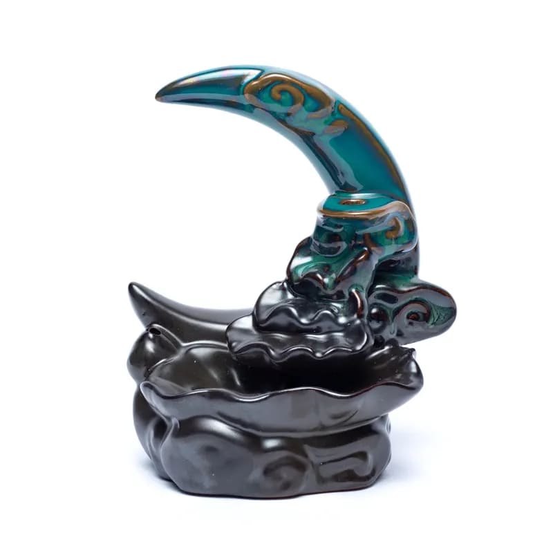 Backflow wierookbrander maan (10x12x8cm), waterval
