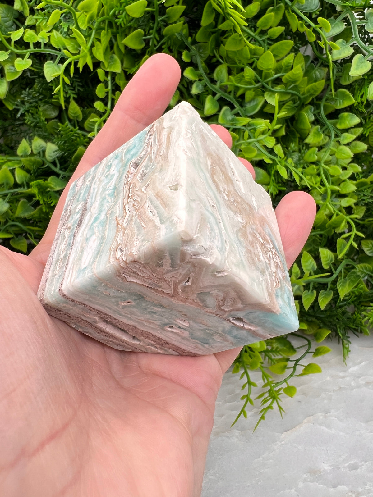 Caribbean Blue (Aragonite / Calciet) kubus cut base