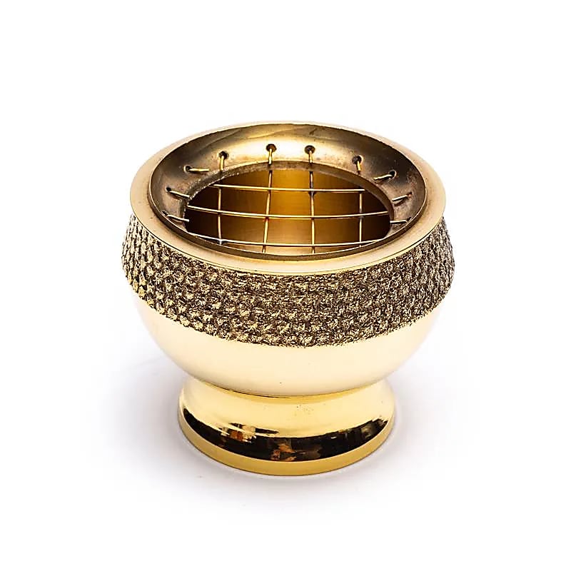 Gold-colored brass incense burner (6x5 cm)