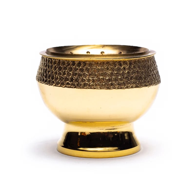Gold-colored brass incense burner (6x5 cm)