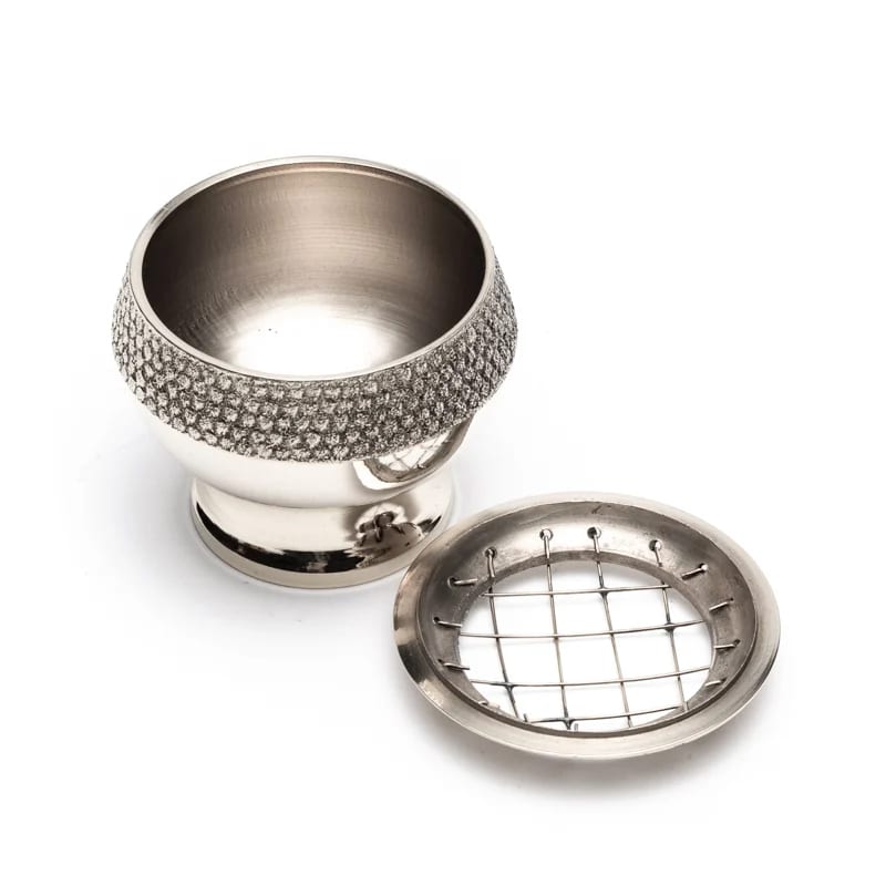 Vernikkelde wierookbrander messing (6x5cm)