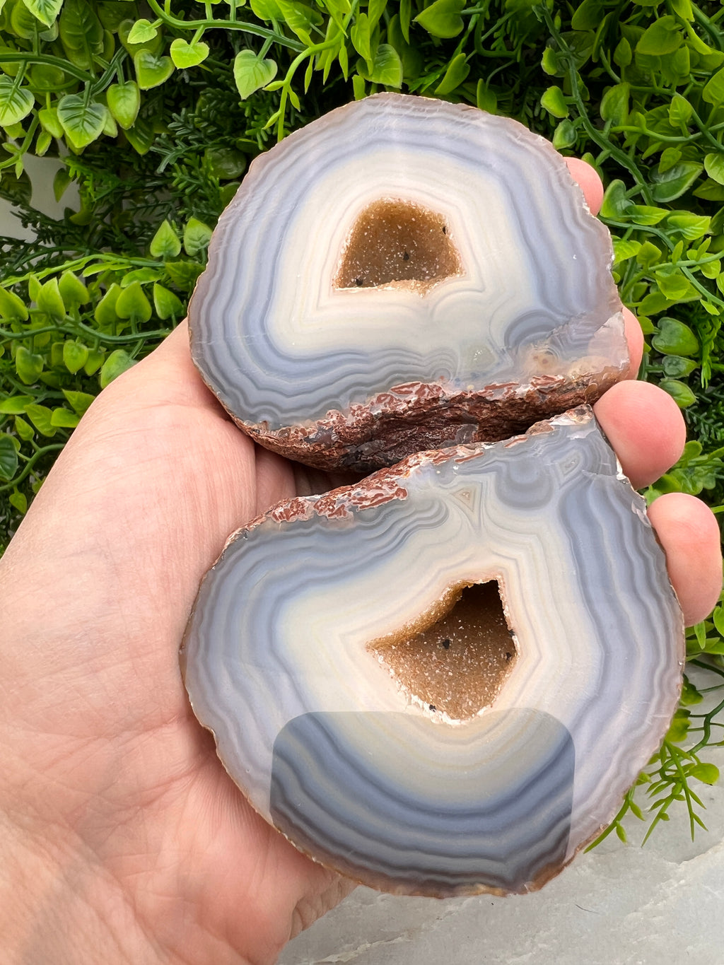 Agaat geode 2 helften van dezelfde steen