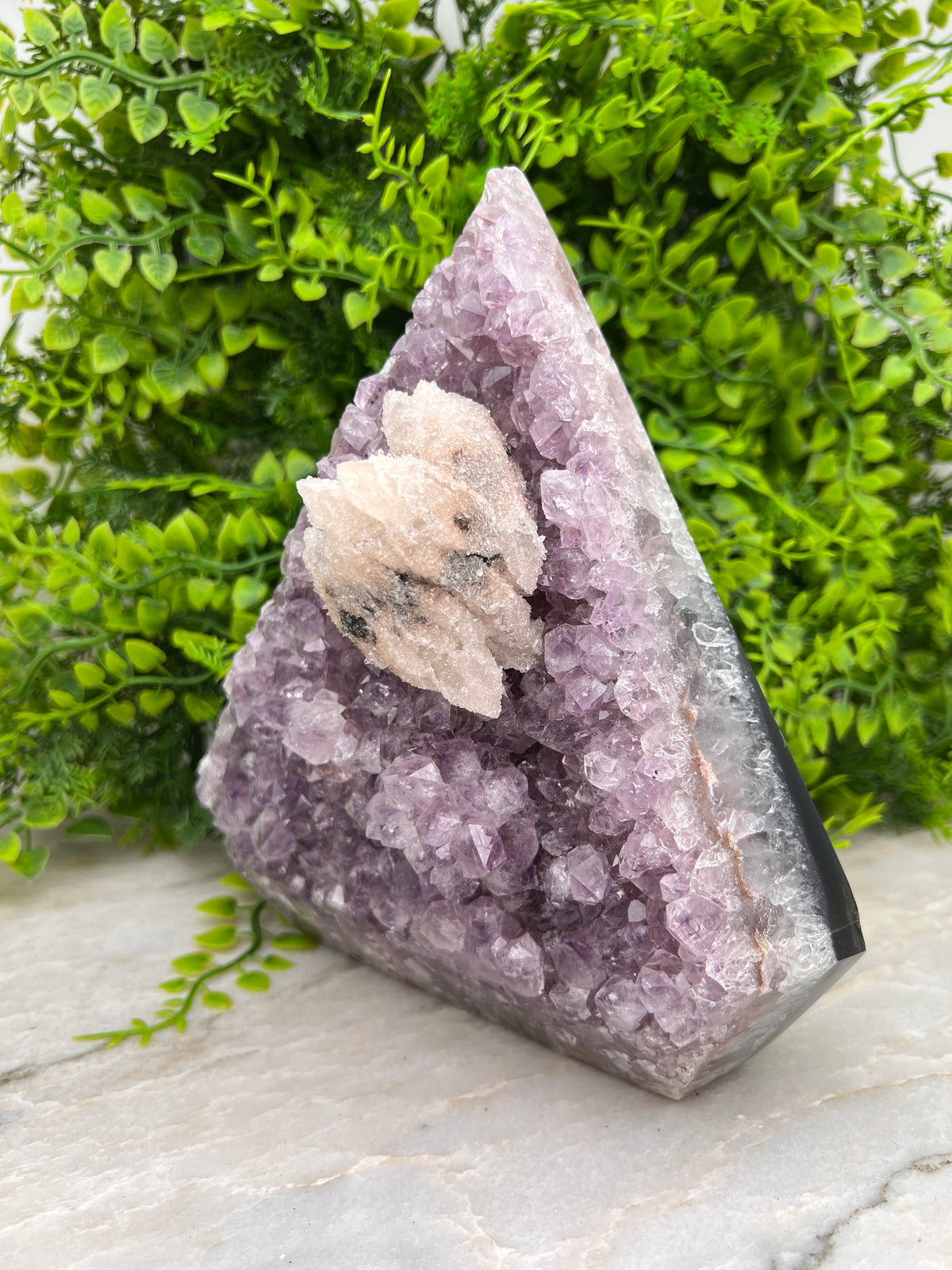 Amethist, Agaat en druzy Calciet in diamantvorm XL
