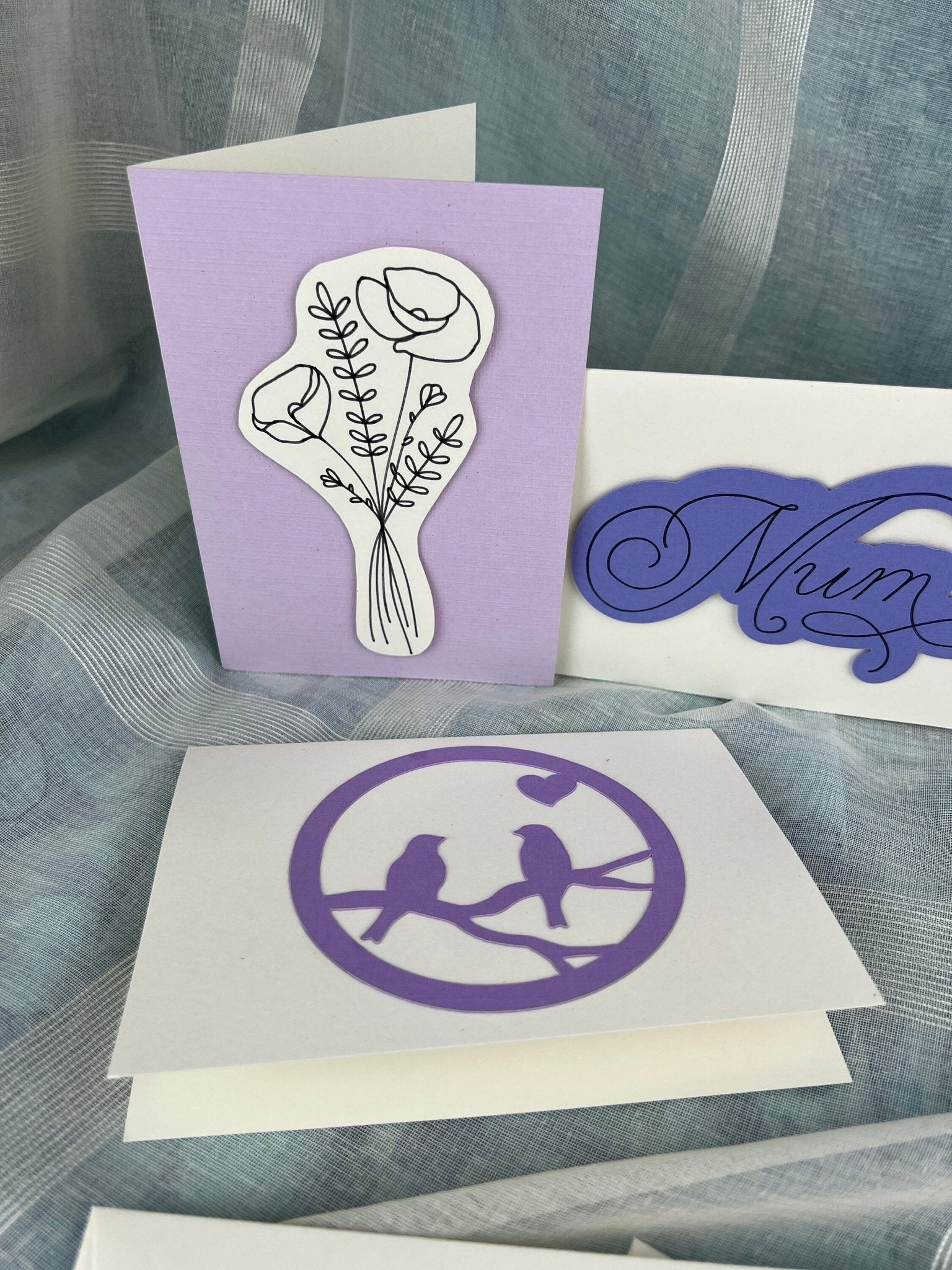 Handgefertigtes Set aus 5 handgefertigten Doppelpostkarten und passenden Umschlägen von KEY LIME STORE