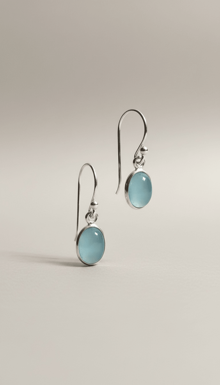 Ohrringe aus Aqua-Achat und 925er Silber von KEY LIME STORE