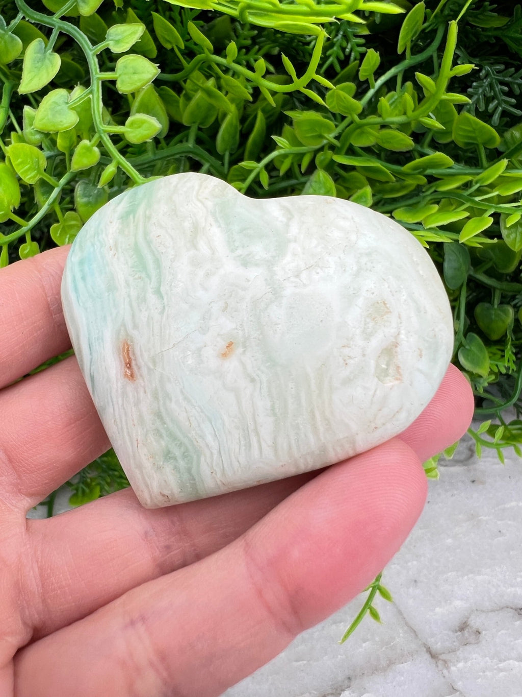 Blaues Aragonit (Caribean Blue Calcite) Herz (6 cm) von KEY LIME STORE
