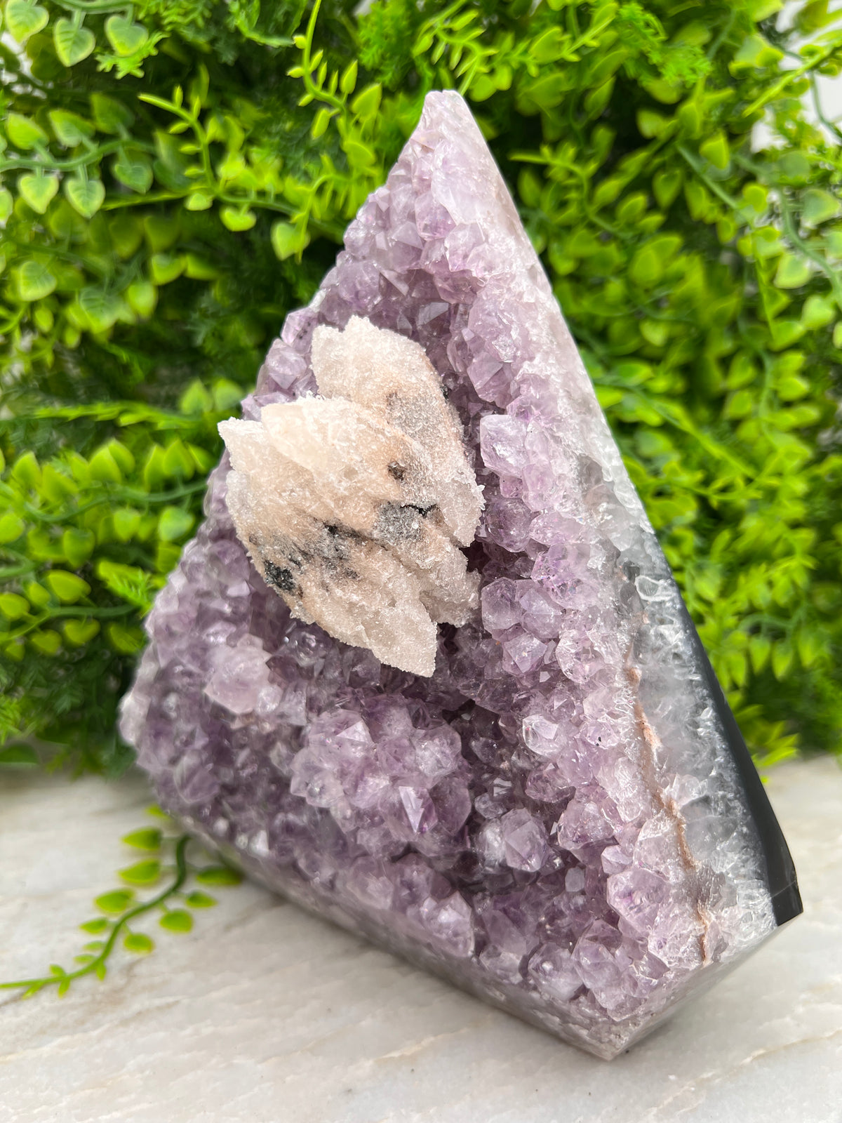Amethist, Agaat en druzy Calciet in diamantvorm XL