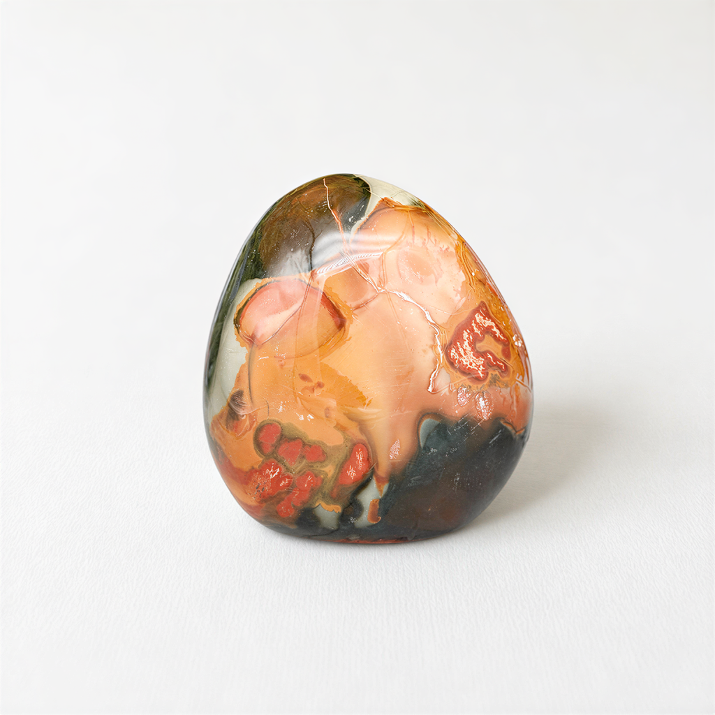 a colorful, multicolored rock or gemstone with a unique, abstract pattern.