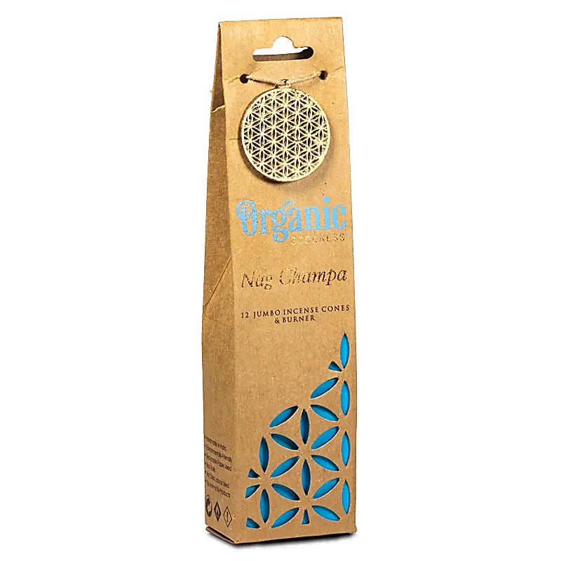 Nag Champa wierookkegels + houder (72g)