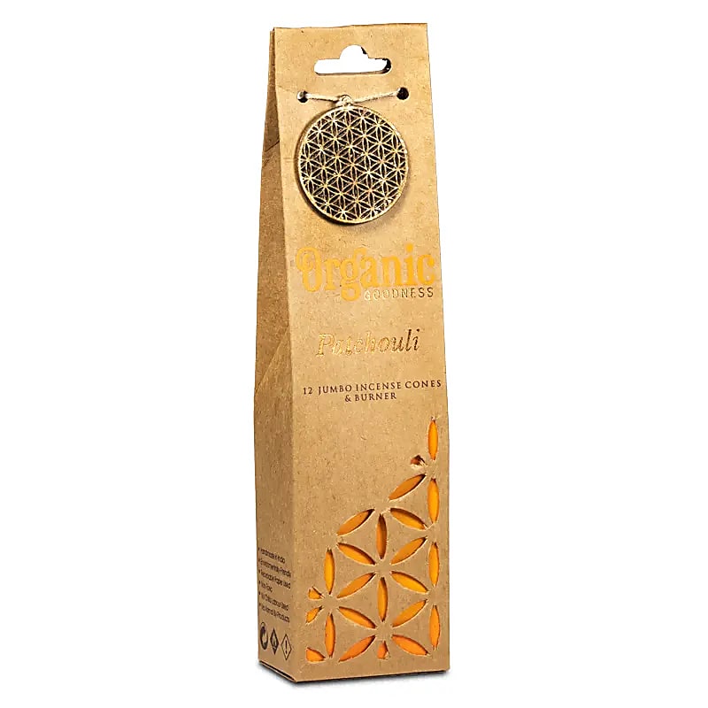 Patchouli wierookkegels, Organic Goodness (72g) + houder