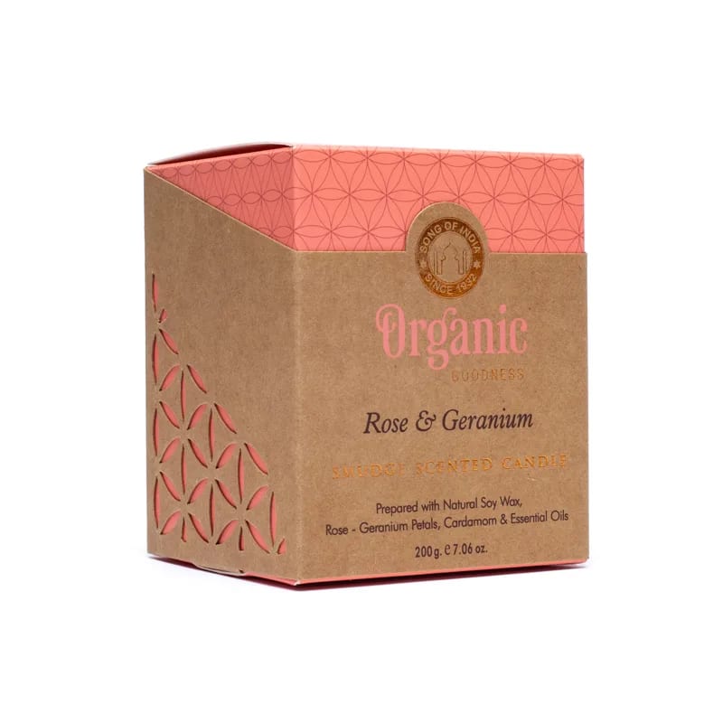 geurkaars roos geranium, Organic Goodness (200g)