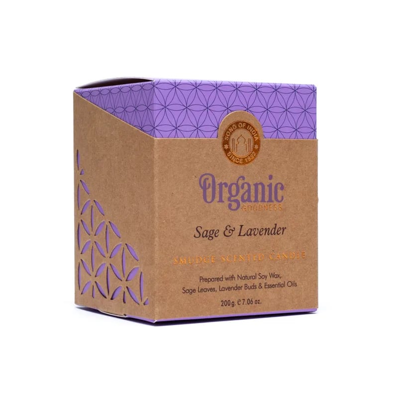 geurkaars salie lavendel, organic goodness (200g)