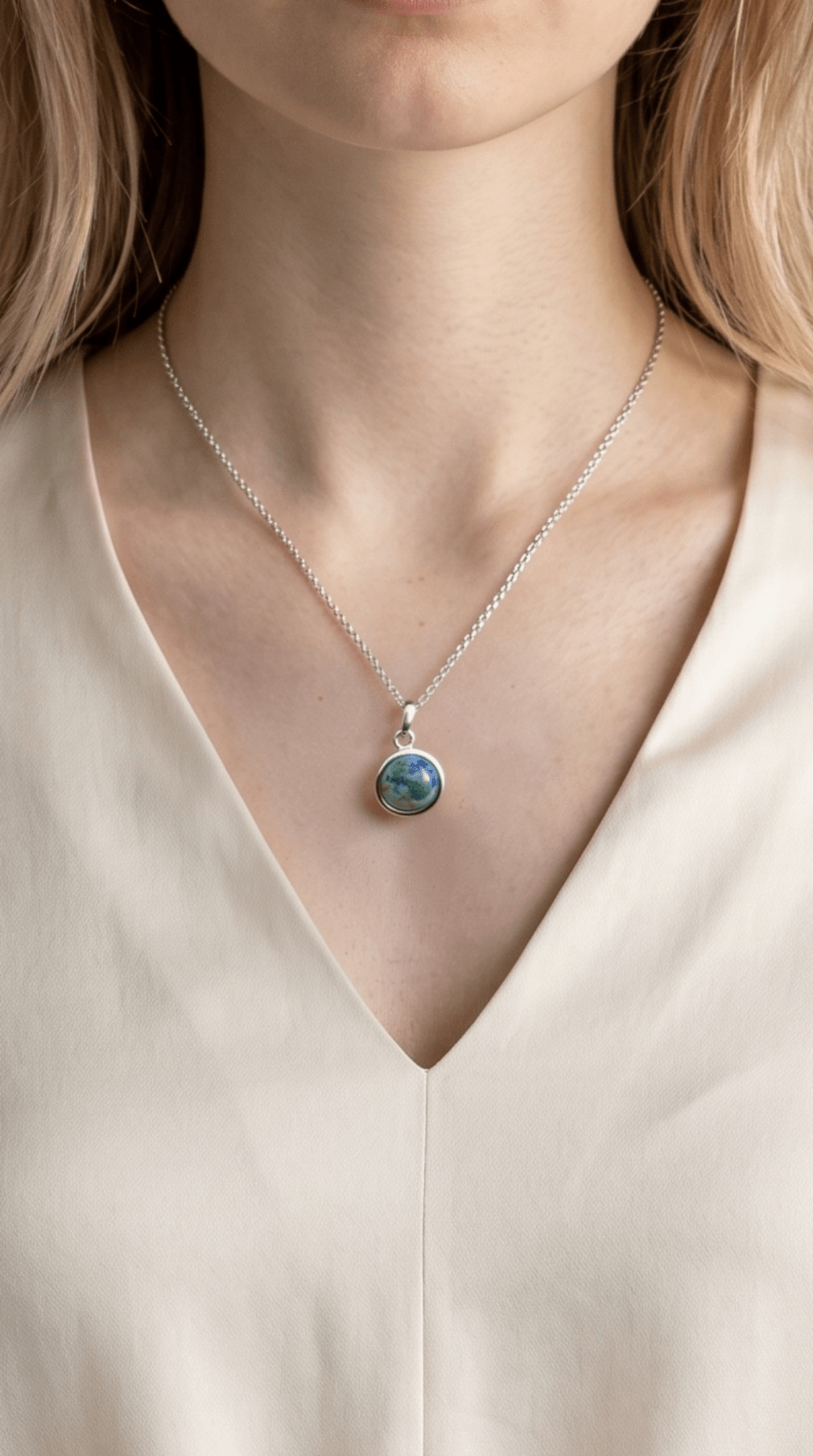 925er Sterlingsilber | Azurit-Anhänger (insgesamt 20 mm) von KEY LIME STORE