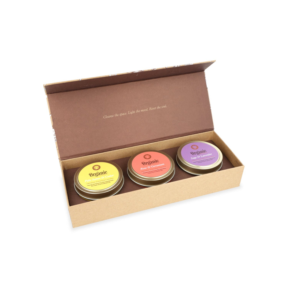 Geurkaars smudge set van 3 organic goodness (3x80g)