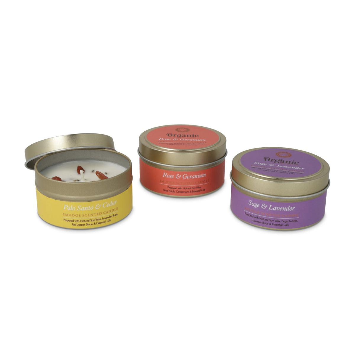 Geurkaars smudge set van 3 organic goodness (3x80g)
