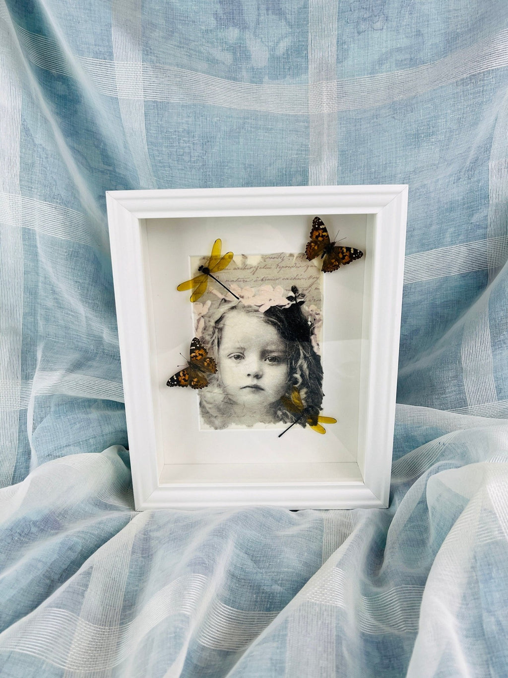 Vanessa Cardui und Libelle als Druck in einem Rahmen von KEY LIME STORE