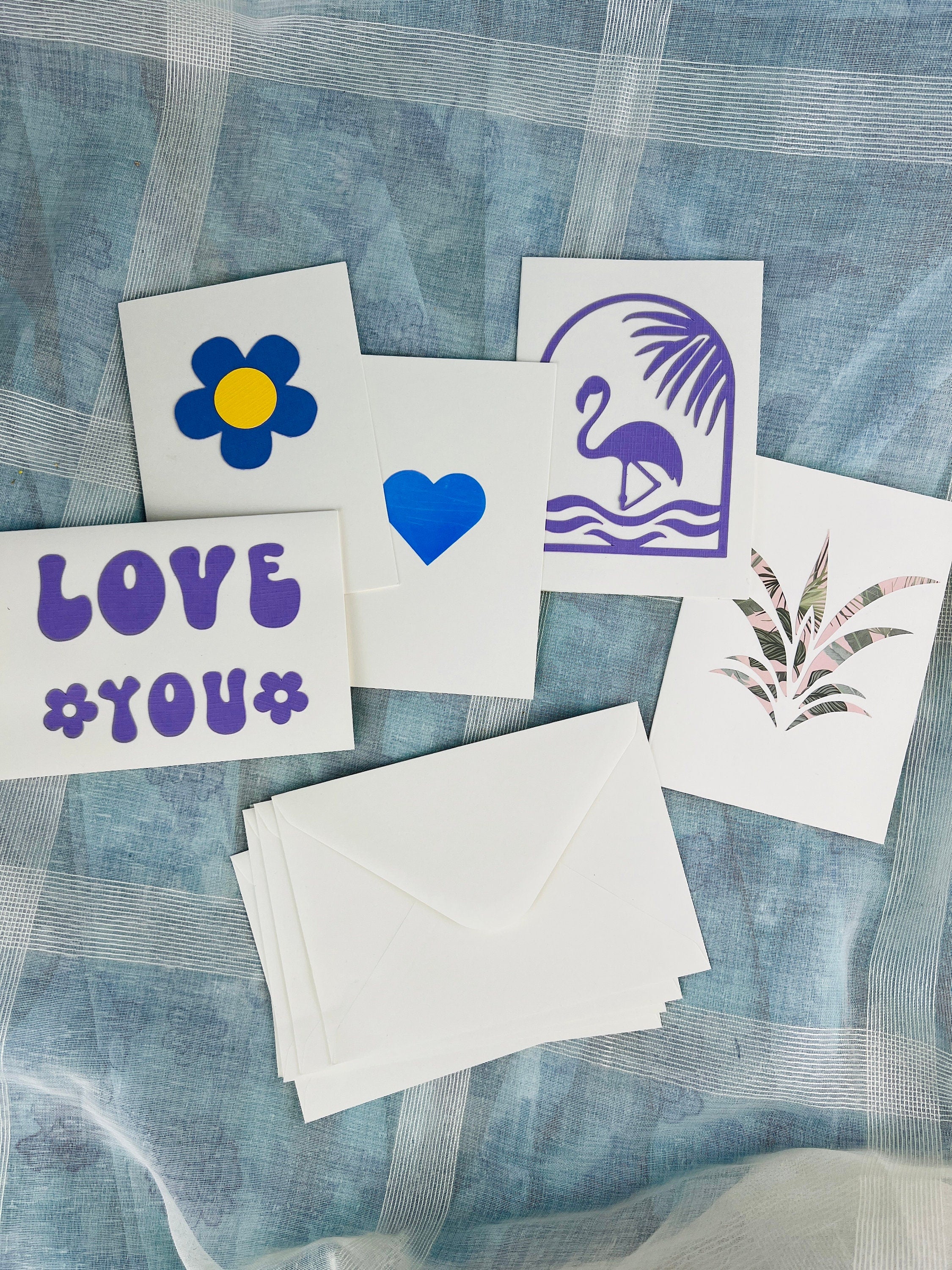 Bundle of 5 Handcrafted Double Postcards and Matching Envelopes