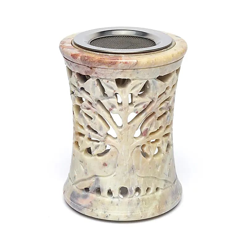 Wierookbrander olieverdamper Levensboom zeepsteen (10.5 cm)
