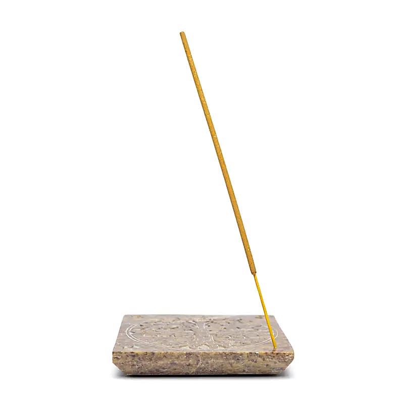 Wierookbrander zeepsteen Levensboom (10x10 cm)