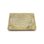 Wierookbrander zeepsteen Bloem des Levens (10x10 cm)