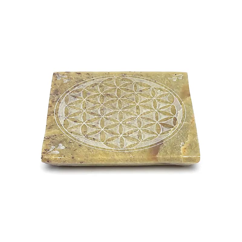 Wierookbrander zeepsteen Bloem des Levens (10x10 cm)