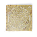 Wierookbrander zeepsteen Bloem des Levens (10x10 cm)