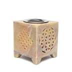 Zeepsteen wierookbrander Bloem des Levens (12x7.5x7.5 cm)