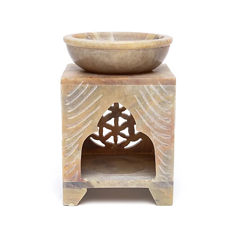 Zeepsteen wierookbrander Bloem des Levens (12x7.5x7.5 cm)