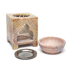 Wierookbrander zeepsteen Levensboom olieverdamper (13x7.5x7.5 cm)