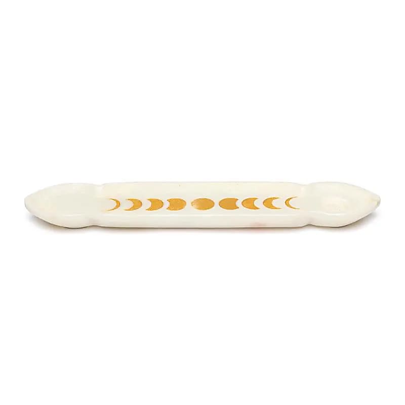 Wierookbrander marmer maanfasen wit (25.5x5.5x1.5 cm)