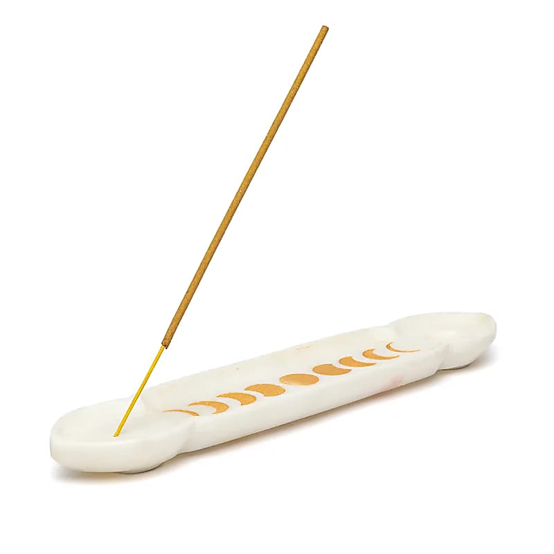 Wierookbrander marmer maanfasen wit (25.5x5.5x1.5 cm)