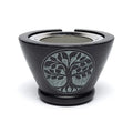 Zeepsteen wierookbrander zwart Levensboom met zeef (7x13 cm)