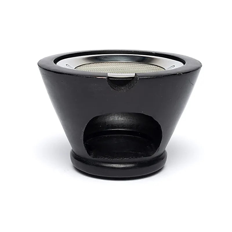 Black Soapstone Incense Burner, Flower of Life (7x13 cm)