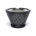 Black Soapstone Incense Burner, Flower of Life (7x13 cm)