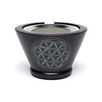 Black Soapstone Incense Burner, Flower of Life (7x13 cm)