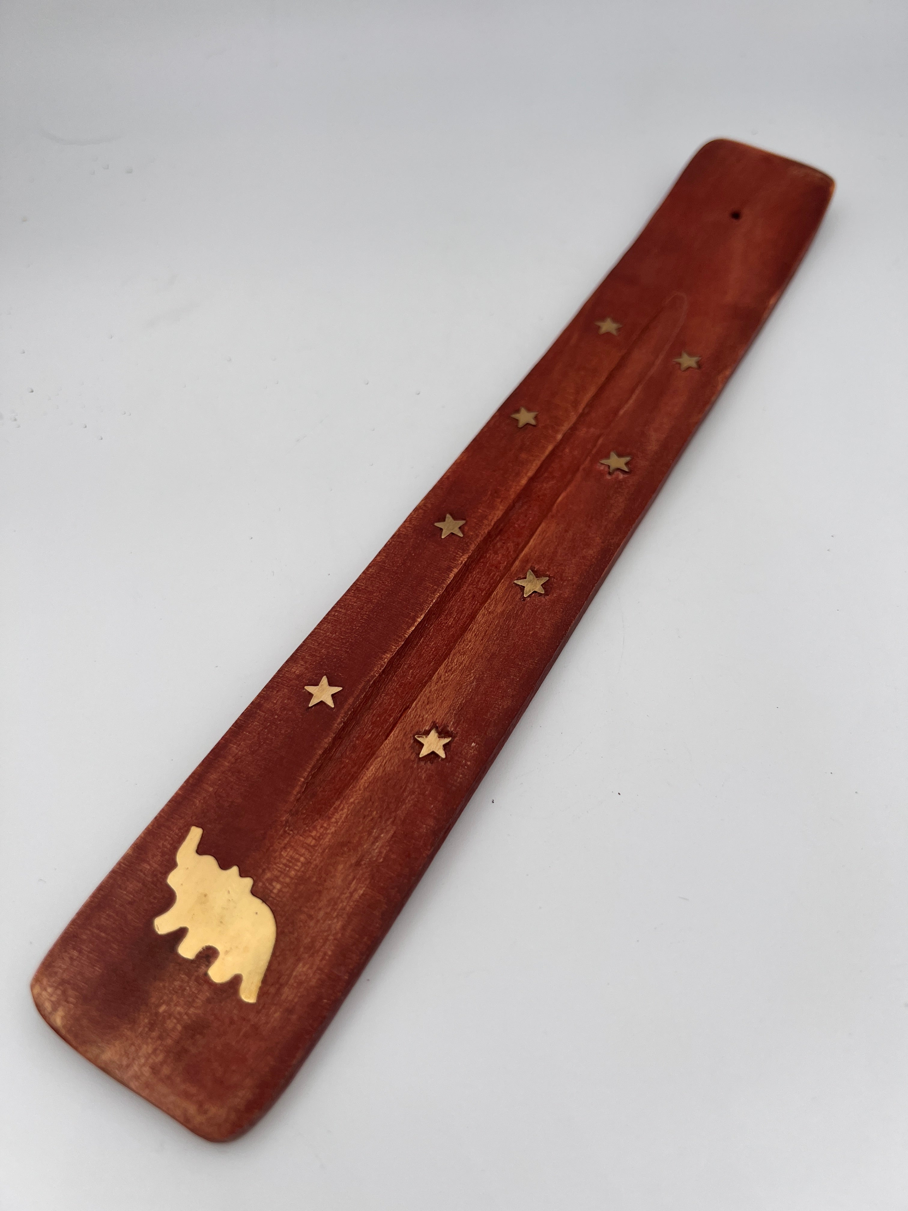 Wierookhouder hout metaal ingelegd