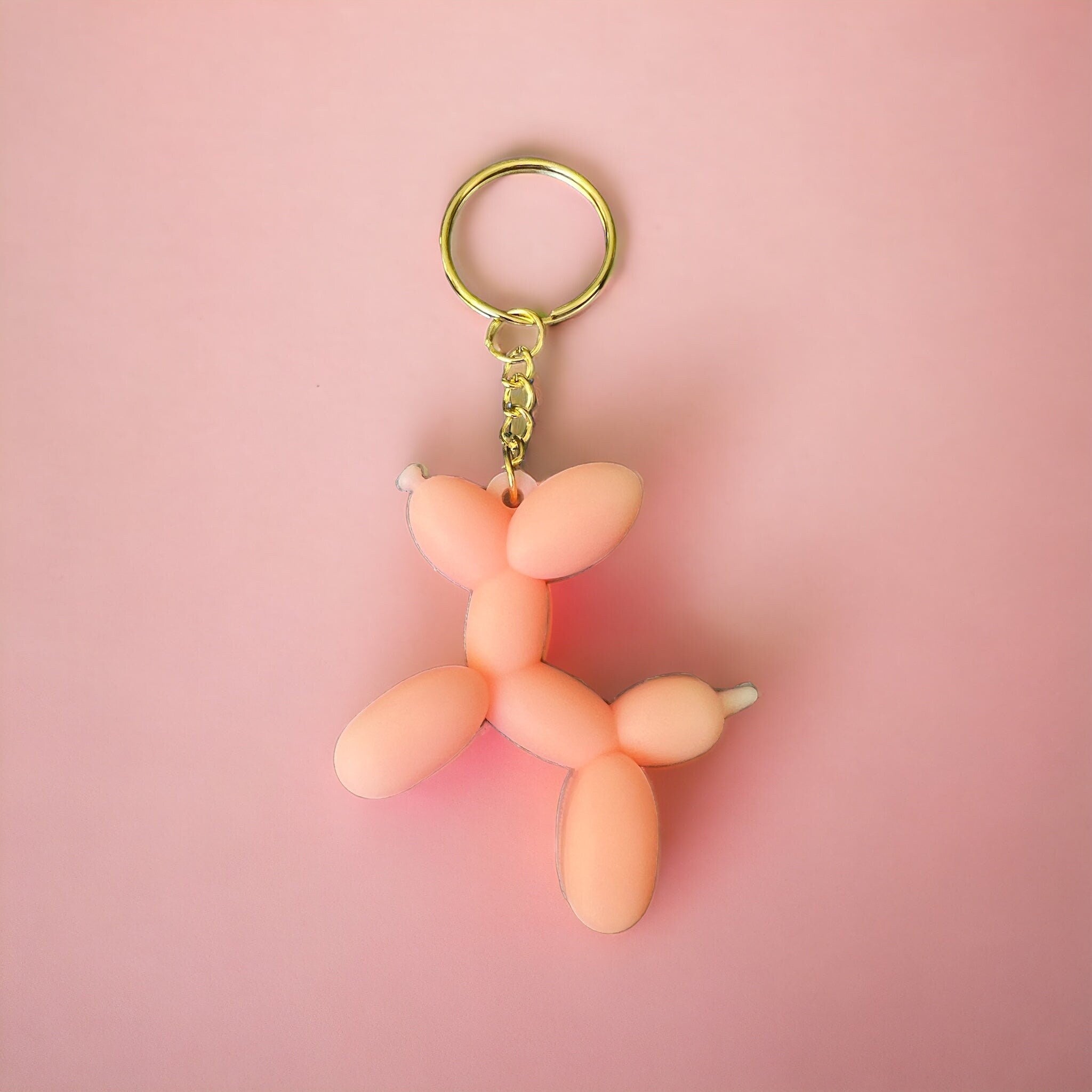 Balloon animal pink keychain