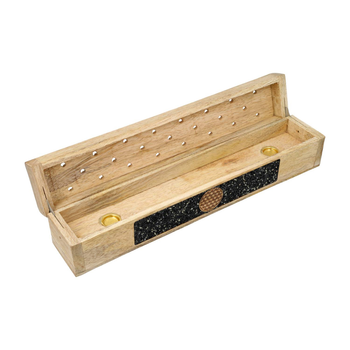 Wierookbrander met opbergdoos Bloem des levens zwarte toermalijn (31,5cm)