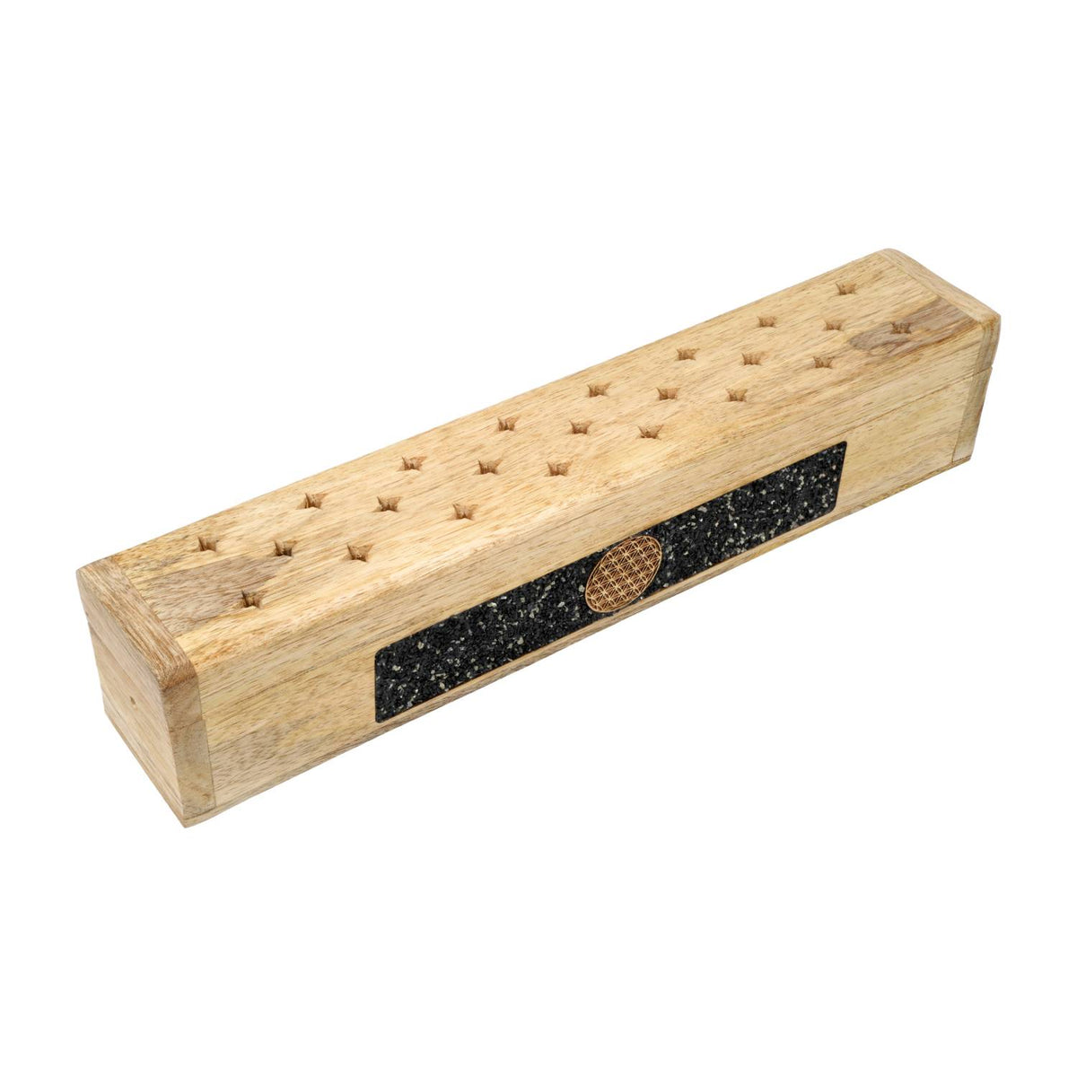 Wierookbrander met opbergdoos Bloem des levens zwarte toermalijn (31,5cm)